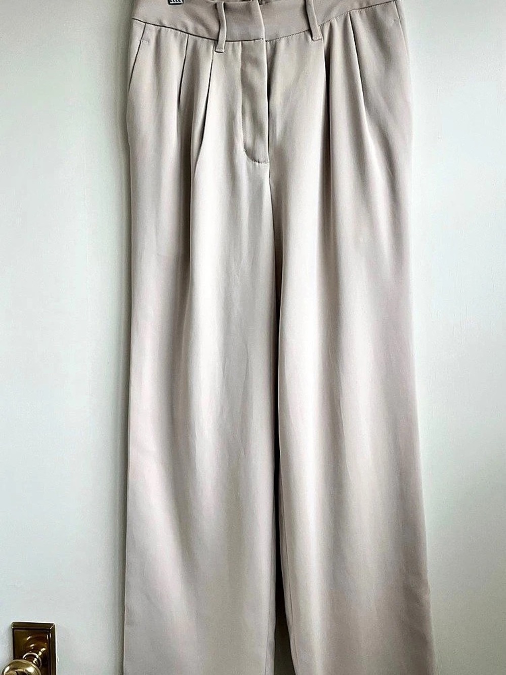 Quince Drapey Twill Pleated Trouser Wide Leg Cream Size 2